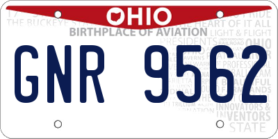 OH license plate GNR9562