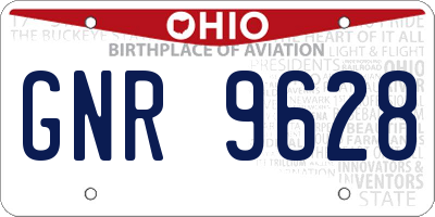 OH license plate GNR9628
