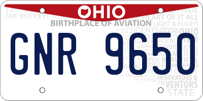 OH license plate GNR9650
