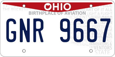 OH license plate GNR9667