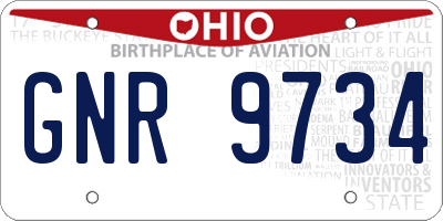 OH license plate GNR9734