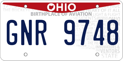 OH license plate GNR9748
