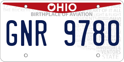 OH license plate GNR9780