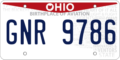 OH license plate GNR9786