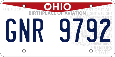 OH license plate GNR9792