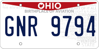 OH license plate GNR9794