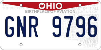 OH license plate GNR9796