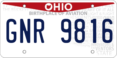 OH license plate GNR9816