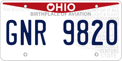 OH license plate GNR9820