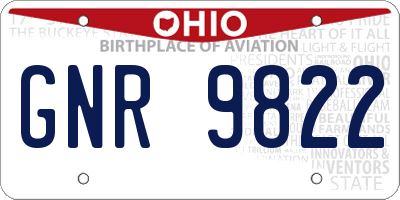 OH license plate GNR9822