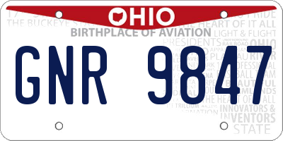 OH license plate GNR9847