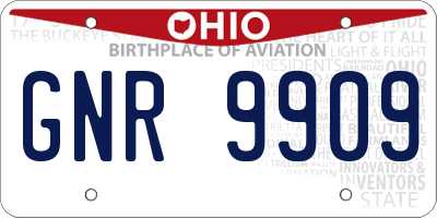 OH license plate GNR9909