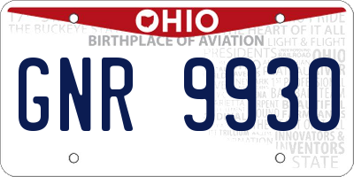 OH license plate GNR9930