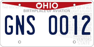 OH license plate GNS0012