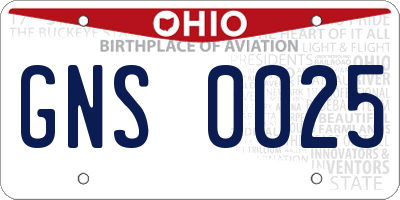 OH license plate GNS0025
