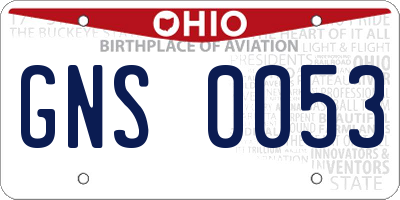 OH license plate GNS0053
