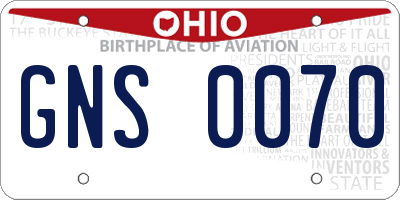 OH license plate GNS0070