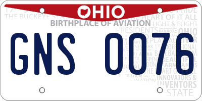 OH license plate GNS0076