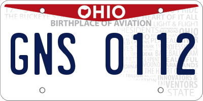 OH license plate GNS0112