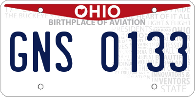 OH license plate GNS0133