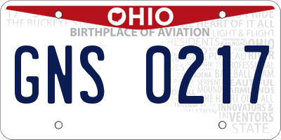 OH license plate GNS0217