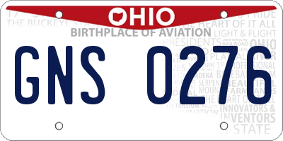 OH license plate GNS0276