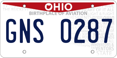 OH license plate GNS0287