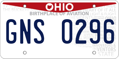 OH license plate GNS0296