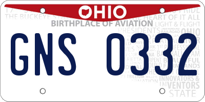 OH license plate GNS0332