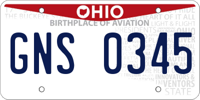 OH license plate GNS0345