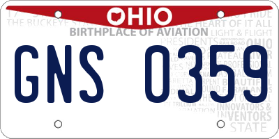 OH license plate GNS0359