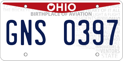 OH license plate GNS0397