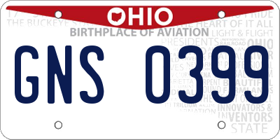 OH license plate GNS0399