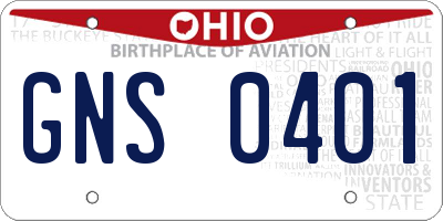 OH license plate GNS0401