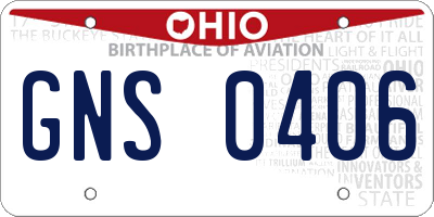 OH license plate GNS0406