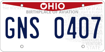 OH license plate GNS0407
