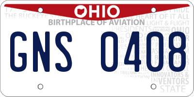OH license plate GNS0408