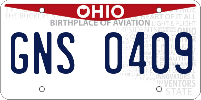 OH license plate GNS0409