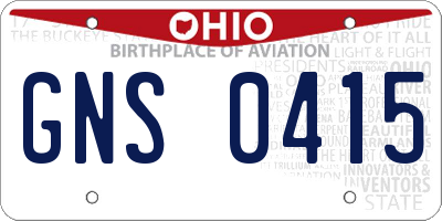 OH license plate GNS0415