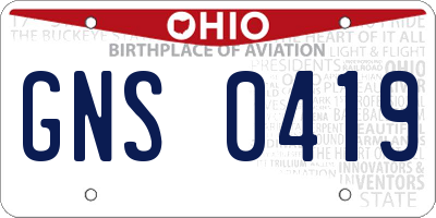 OH license plate GNS0419