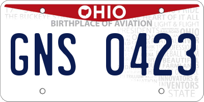 OH license plate GNS0423