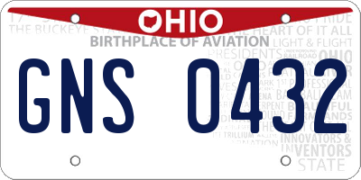 OH license plate GNS0432