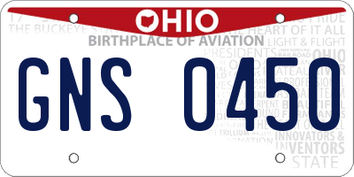 OH license plate GNS0450