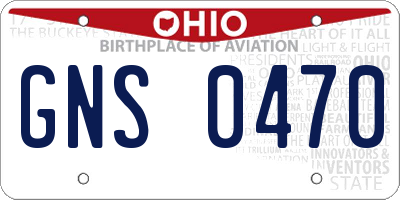 OH license plate GNS0470