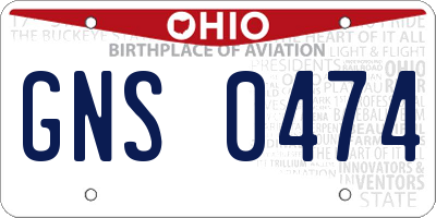 OH license plate GNS0474