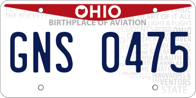 OH license plate GNS0475