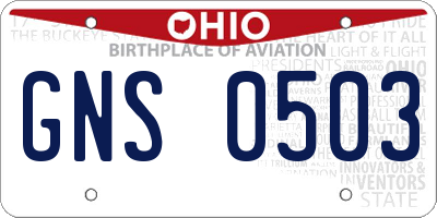 OH license plate GNS0503
