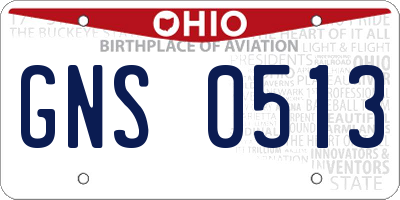 OH license plate GNS0513