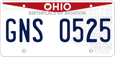 OH license plate GNS0525