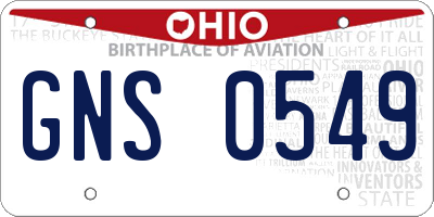 OH license plate GNS0549